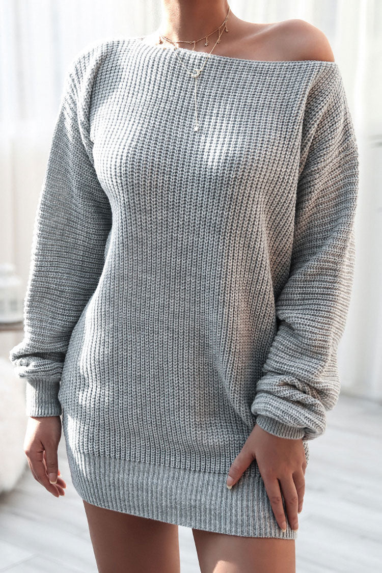 Cozy Textured-Knit Sweater Dress for Women