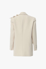 Asymmetric Butterfly Shawl Collar Shoulder Pad One Button Oversized Blazer