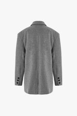 Asymmetric Shoulder Pad Single Breasted Split Oversized Wool Blend Blazer