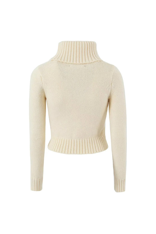 Cozy Turtle Neck Long Sleeve Cinched Waist Ribbed Knit Crop Sweater