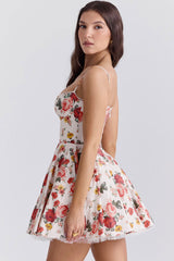 Fairy Floral Print Corset Bustier Fit & Flare Tulle Summer Party Mini Sundress