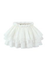 Floating Gathered Ruffle High Waist Scalloped Lace Tiered Micro Mini Skirt