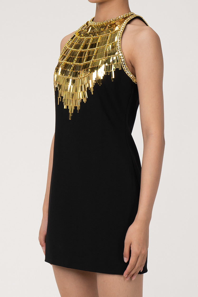 Gatsby Metallic Embellished Sleeveless Bodycon Party Mini Dress - Blac –  Rosedress