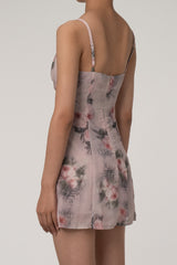 Glamorous Printed Sweetheart Summer Chiffon Mini Sundress - Floral