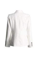 Minimalist Lapel Collar Padded Long Sleeve One Button Cinch Waist Blazer