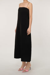 Minimalist Square Neck Spaghetti Strap A Line Crepe Cami Maxi Sundress