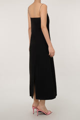 Minimalist Square Neck Spaghetti Strap A Line Crepe Cami Maxi Sundress