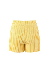 Monochromatic High Waist Textured Winter Ribbed Knit Lounge Shorts