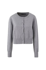 Preppy Crew Neck Drop Shoulder Button Up Ribbed Knit Cropped Cardigan