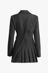 Preppy Lapel Single Breasted Long Sleeve Cutout Pleated Blazer Mini Dress