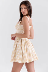 Retro Contrast Gingham Print Square Neck Fit & Flare Mini Sundress