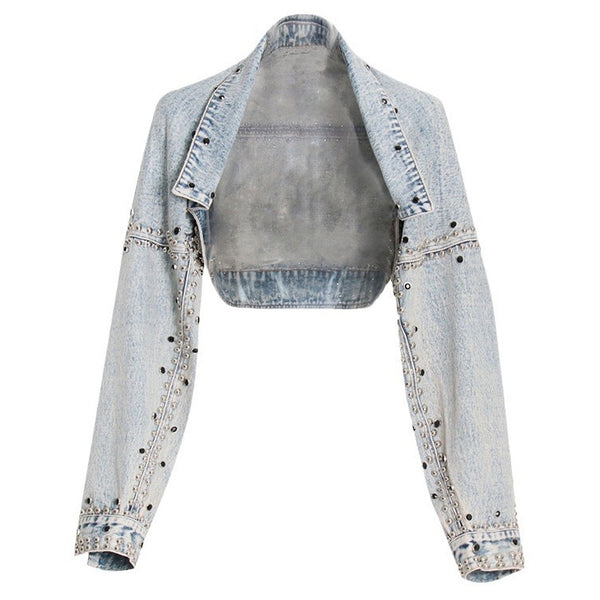 Cropped denim bolero jacket best sale