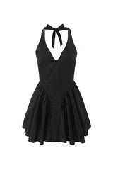 Sexy Halter Neck Sleeveless Drop Waist Ruffle Beach Vacation Micro Mini Dress