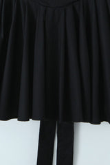 Sexy Plunge Collar Puff Sleeve Drop Waist Pleated Bow Tie Party Mini Dress