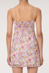 Sexy Plunge Lacey Tie Neck Spaghetti Strap Floral Printed Slip Mini Sundress