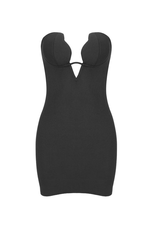 Sexy Scalloped Cutout Bustier Strapless Bodycon Bandage Party Mini Dress