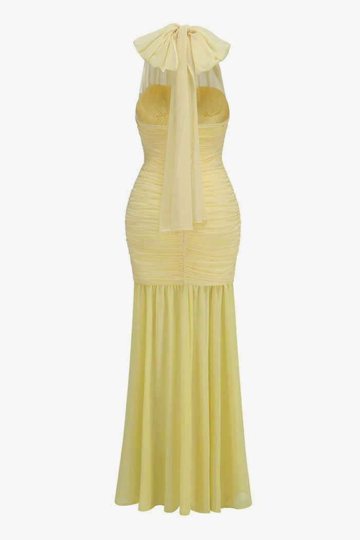 Cachet Beaded Halter store Ruched Maxi Dress