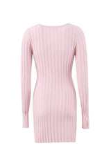 Sexy Square Neck Chunky Ribbed Knit Bodycon Micro Mini Sweater Dress