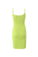 Sexy Square Neck Spaghetti Strap Bodycon Textured Ribbed Knit Mini Dress