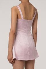 Silky Satin Square Neck Suspender Strap Party Mini Dress - Pink