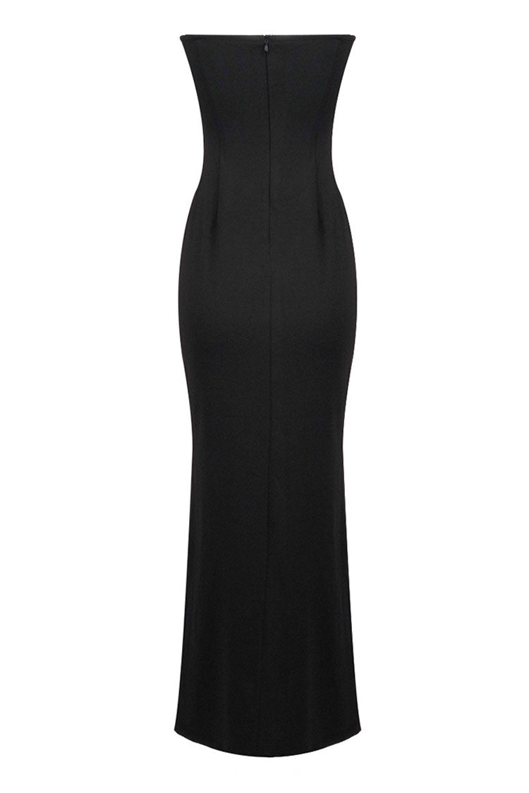 Sparkly Sequin Contrast Sweetheart Strapless Bodycon Evening Maxi Dress