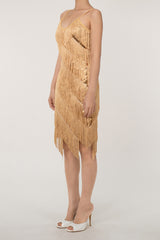 Sparkly Sequin Plunge Spaghetti Strap Tiered Fringe Mini Flapper Dress