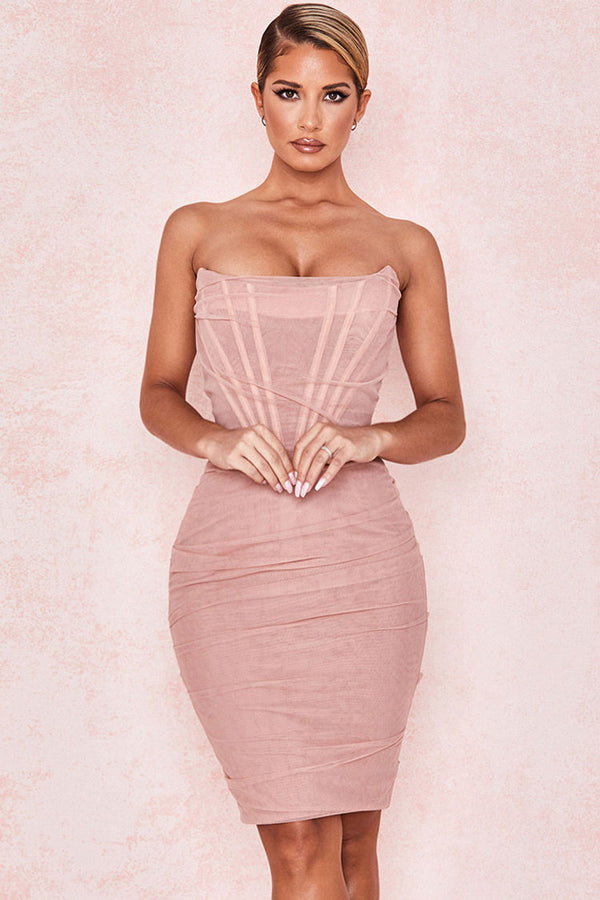 Pink Bodycon Corset Dress, Pink Dress Outfit Clothes