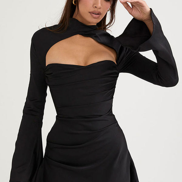 Women Black V-neck Long Sleeve Georgette Maxi Dress at Rs 721.00 | Maxi  Dress | ID: 25773712488