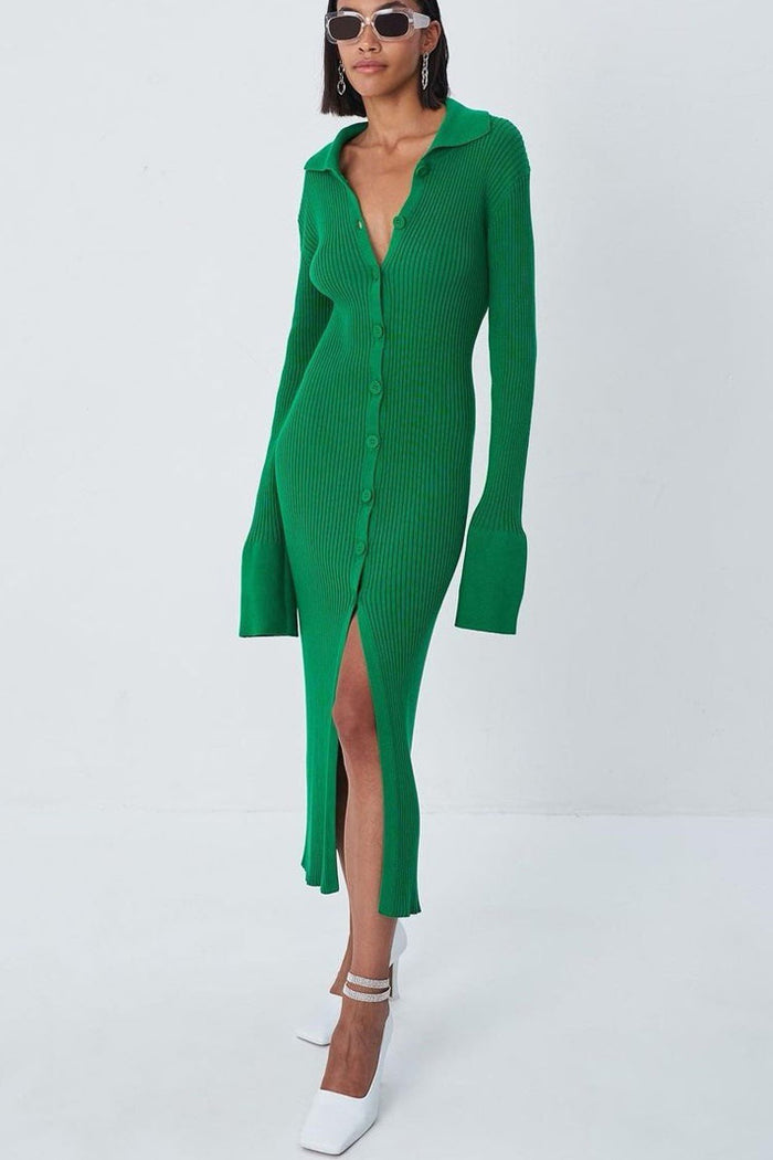 Long sleeve green sweater dress best sale