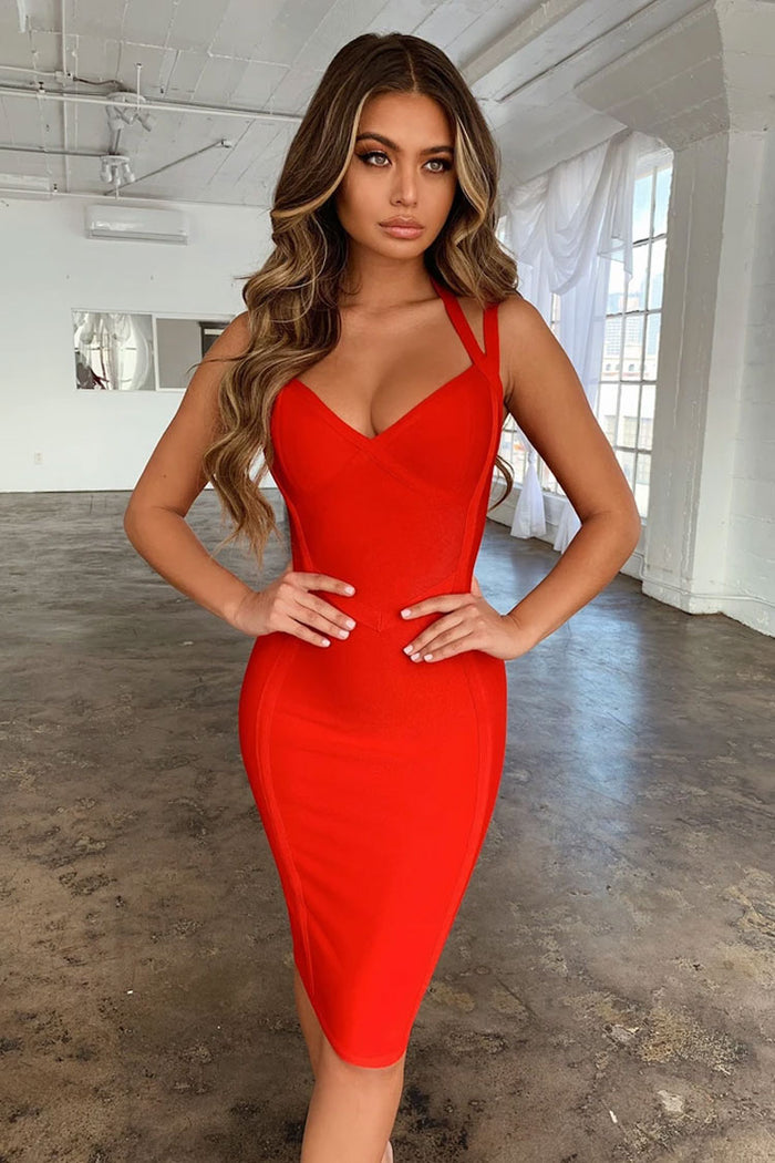 Red bodycon party dress deals